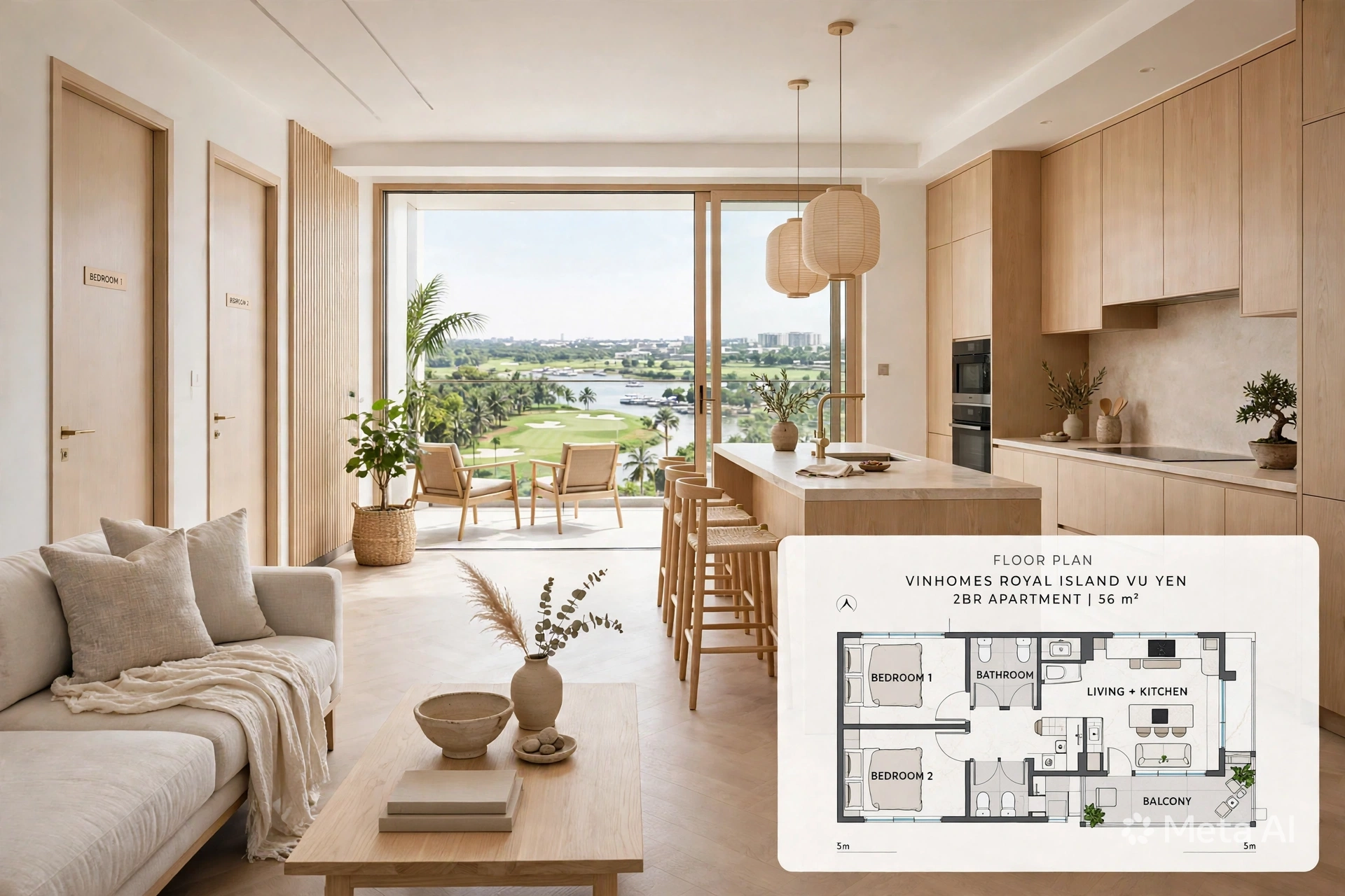 QUỸ CĂN NGOẠI GIAO 2PN - THE HARBOR SKYLINE | VIEW SÔNG - GOLF | VINHOMES ROYAL ISLAND VŨ YÊN